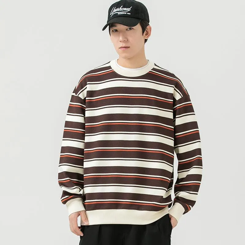 Round Neck Striped Sweatshirt