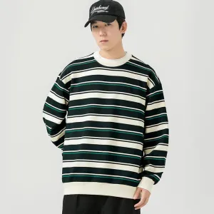 Round Neck Striped Sweatshirt