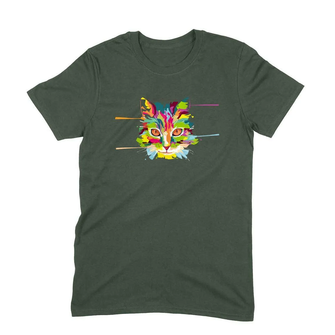 Round Neck T-Shirt (Men) - Laser Sharp Cat (11 Colours)