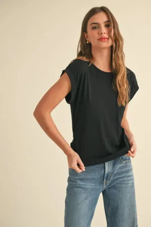 RUCHING DETAIL SLEEVE TOP