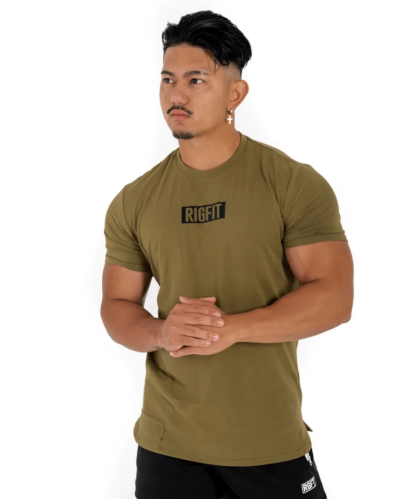 S'21 SHORT SLEEVE STENCIL T-SHIRT-Khaki