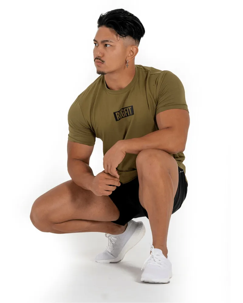 S'21 SHORT SLEEVE STENCIL T-SHIRT-Khaki
