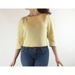 Scanlan Theordore lemon yellow cropped knit top size S (best fits 10)