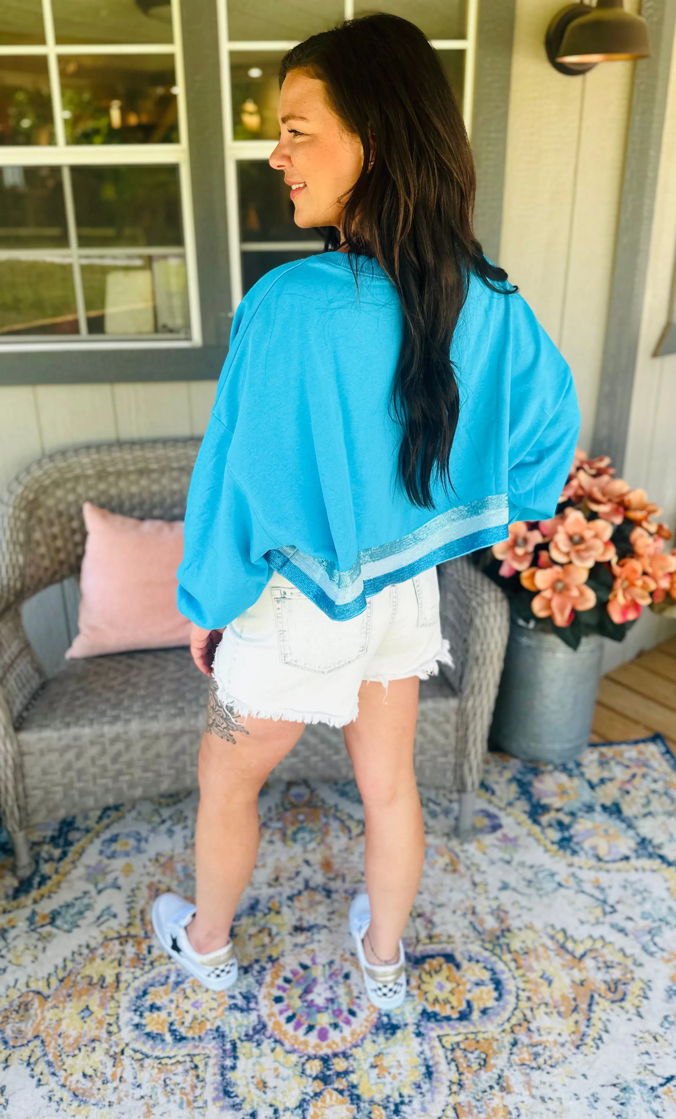 Sequin Stripe Sweatshirt