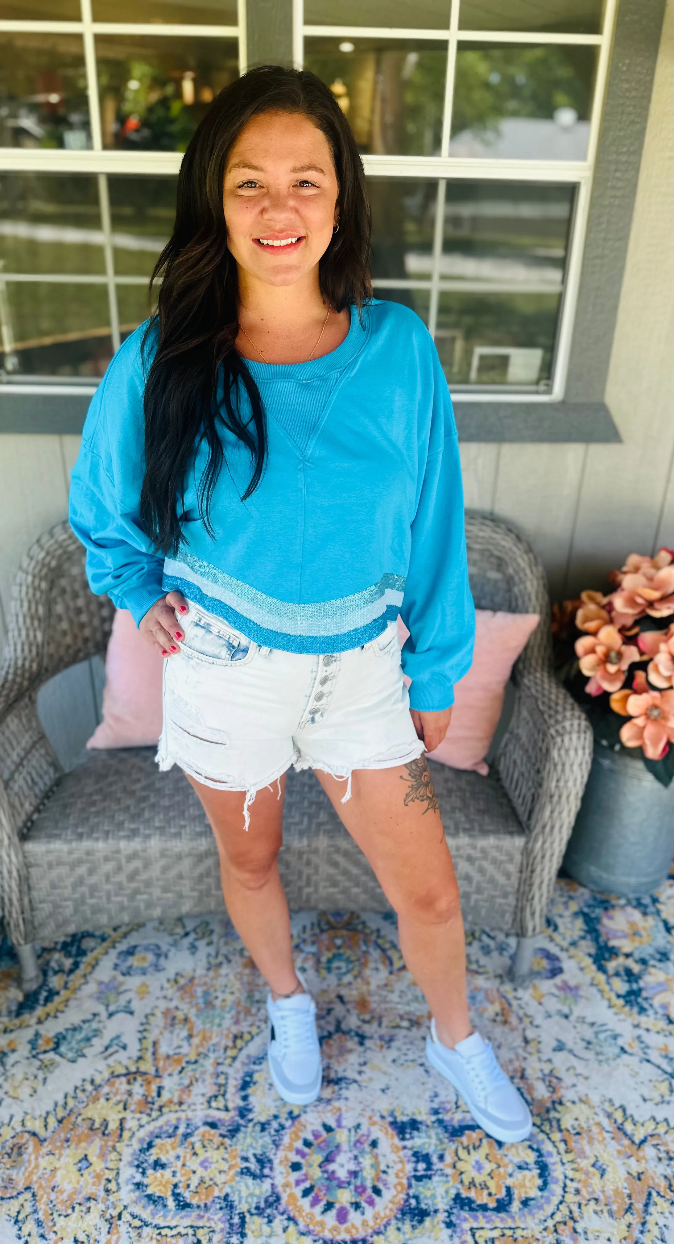 Sequin Stripe Sweatshirt