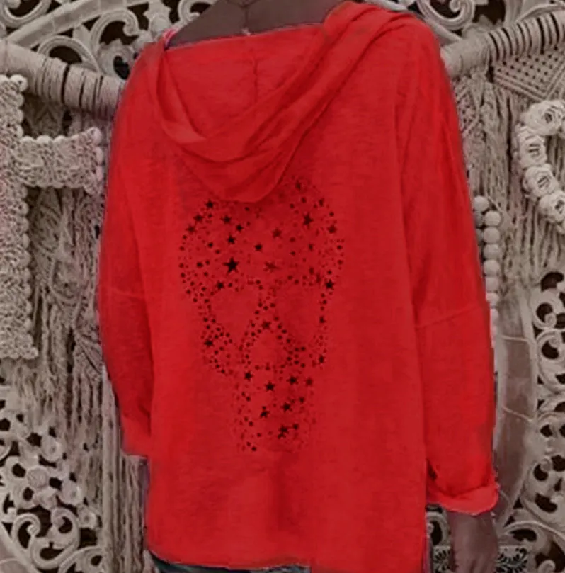 Sequins Print Skull Hoodie