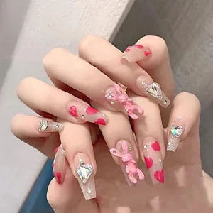 Short coffin pink bunnies in heart sharp