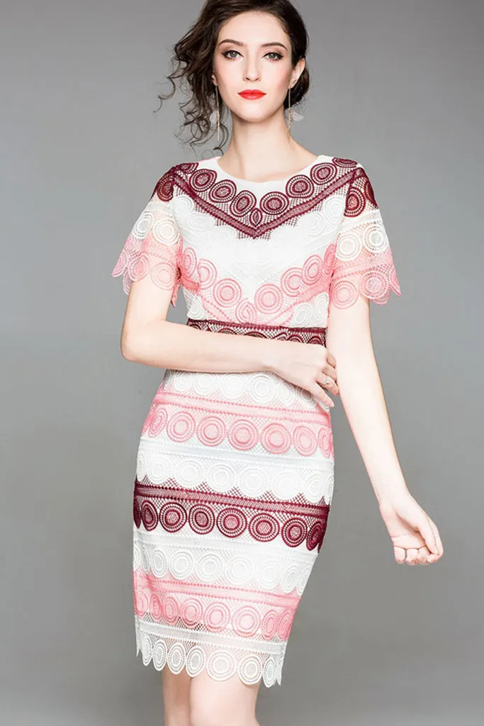 Short Sleeve Hollow Out Slim Dress