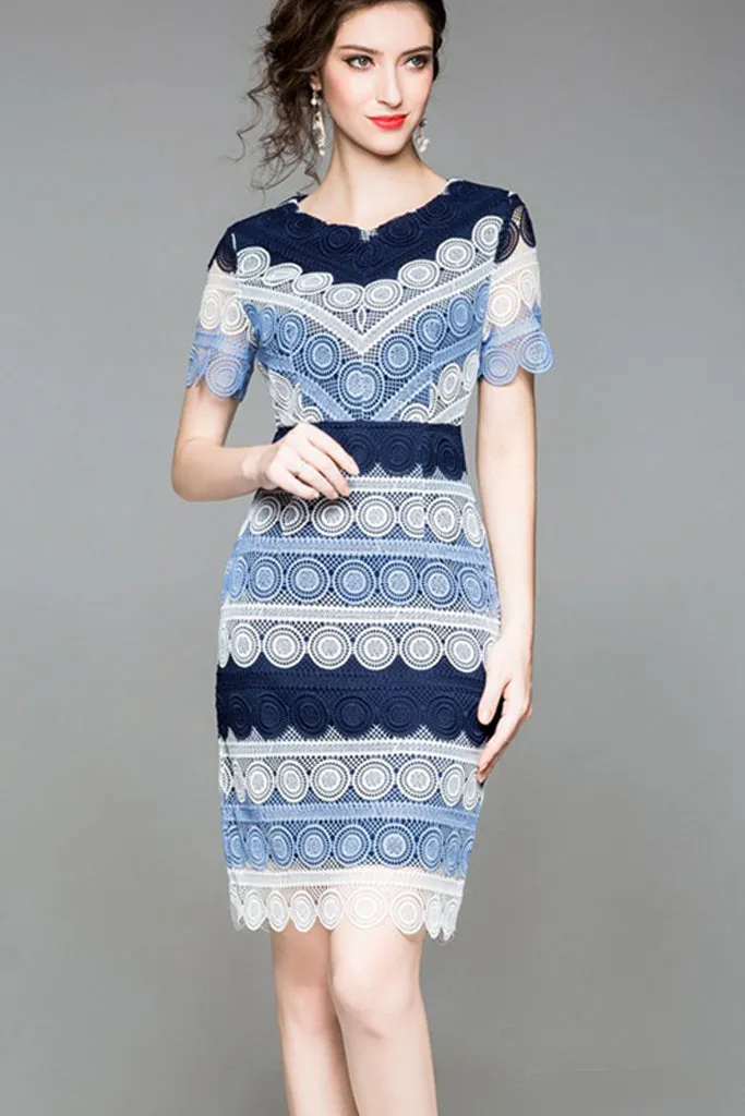 Short Sleeve Hollow Out Slim Dress