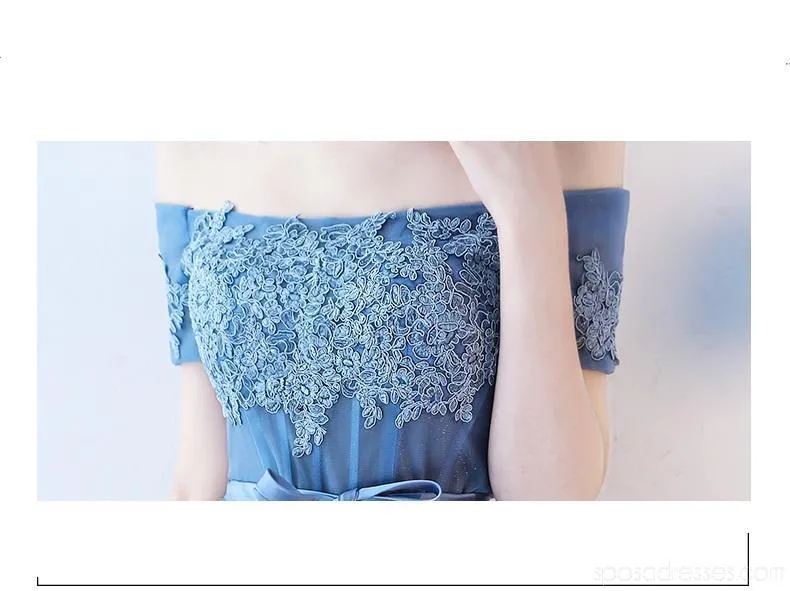 Short Sleeves Off Shoulder Blue Lace Cheap Homecoming Dresses Online, Cheap Short Prom Dresses, CM781