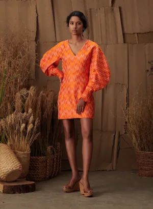 Silk Ikat Textured Mini Dress