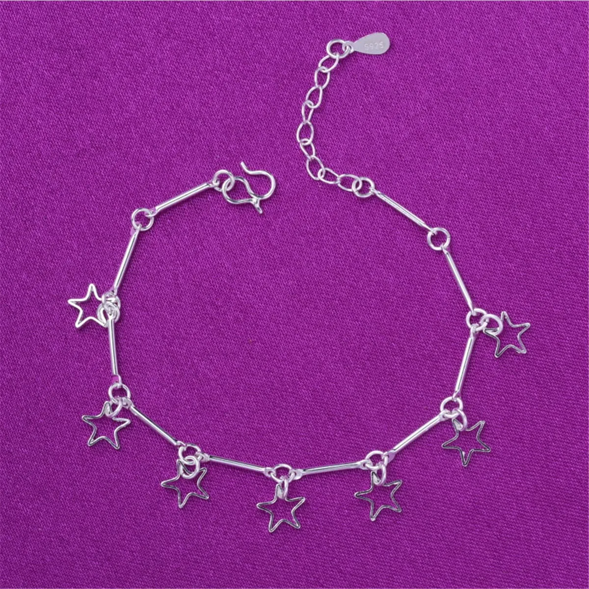 Silver-Plated Open Star Anklet