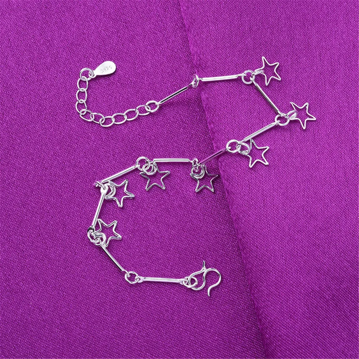Silver-Plated Open Star Anklet