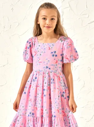 Simone Pink Textured Print Dress