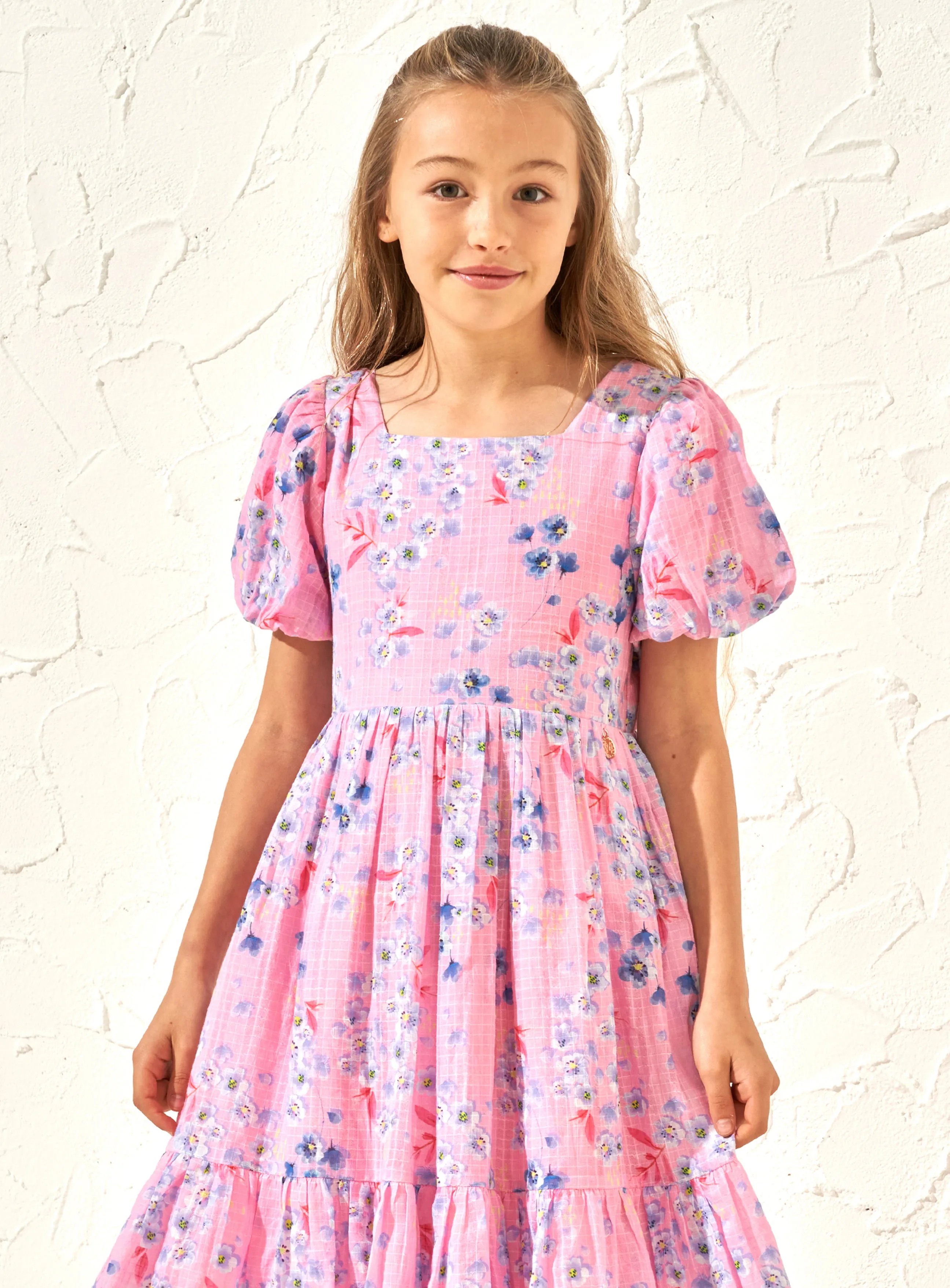Simone Pink Textured Print Dress