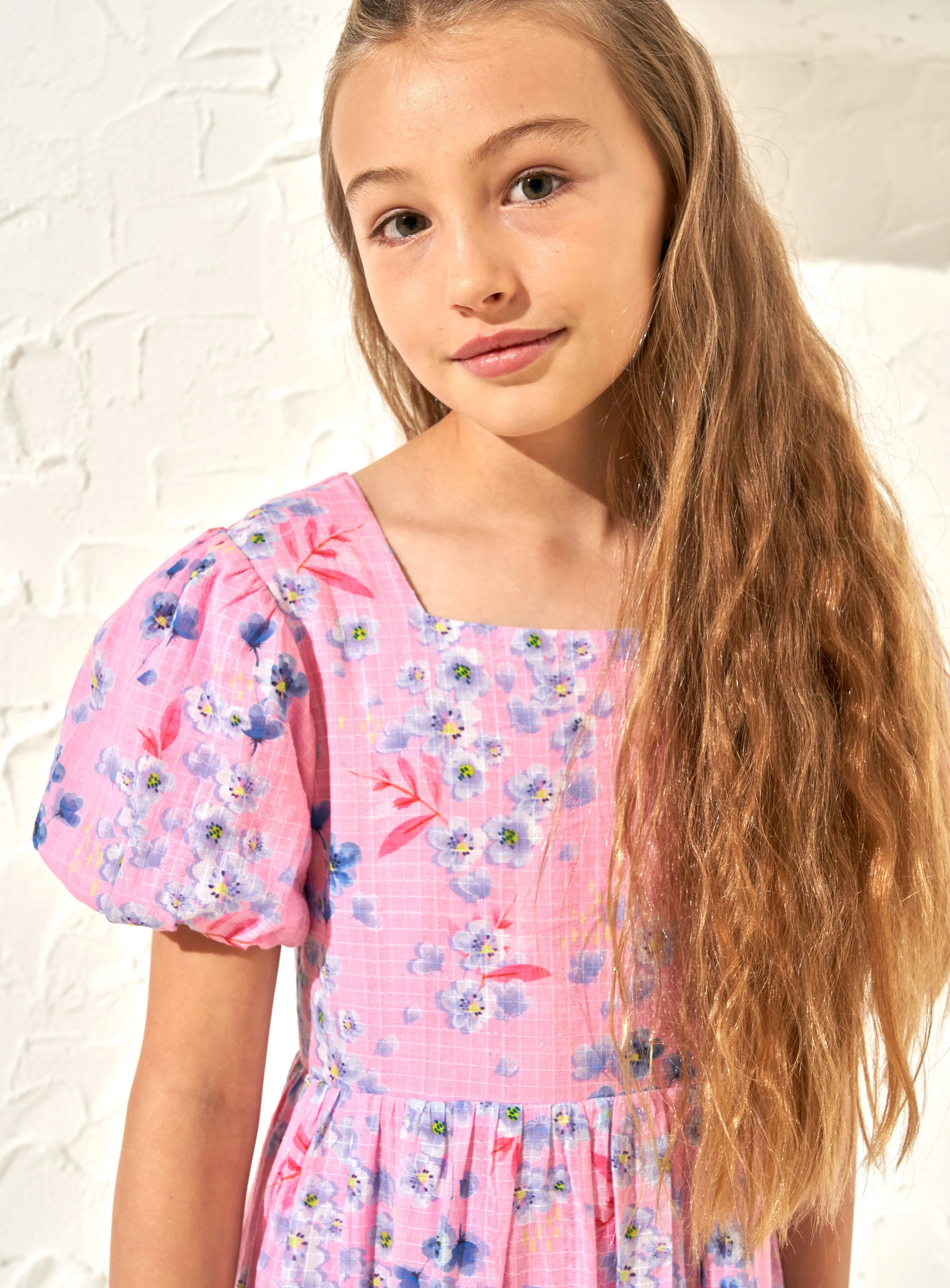 Simone Pink Textured Print Dress