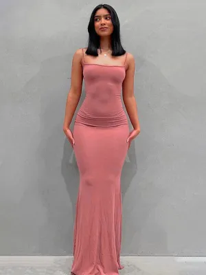 Sleeveless Maxi Dress with High-Waist Slim Fit