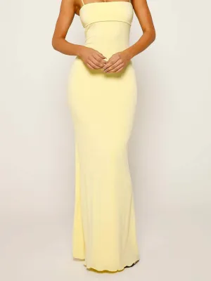 Slim Fit Maxi Dress with Backless Design and Spaghetti Straps