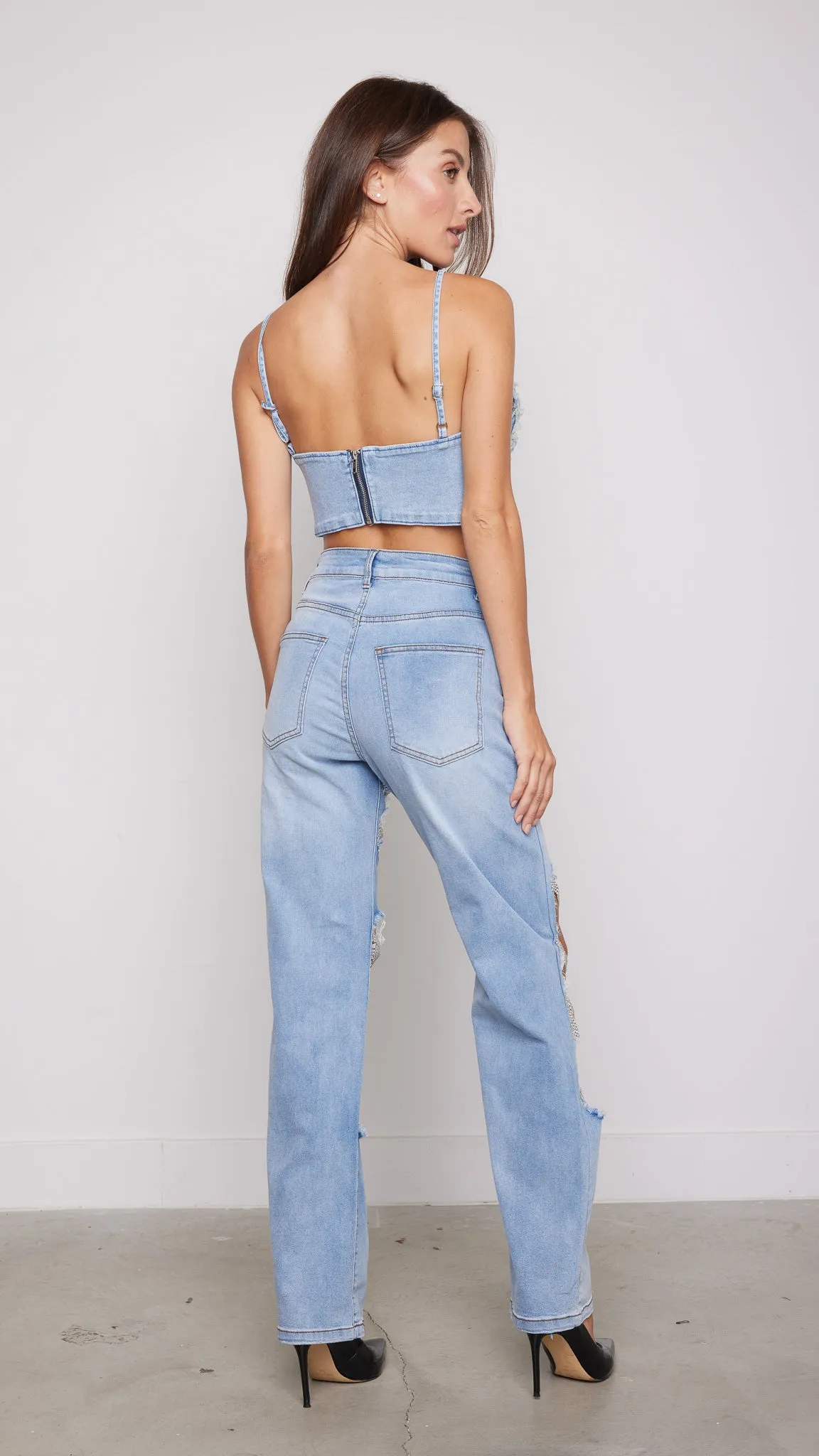 Slya Denim Top in Blue
