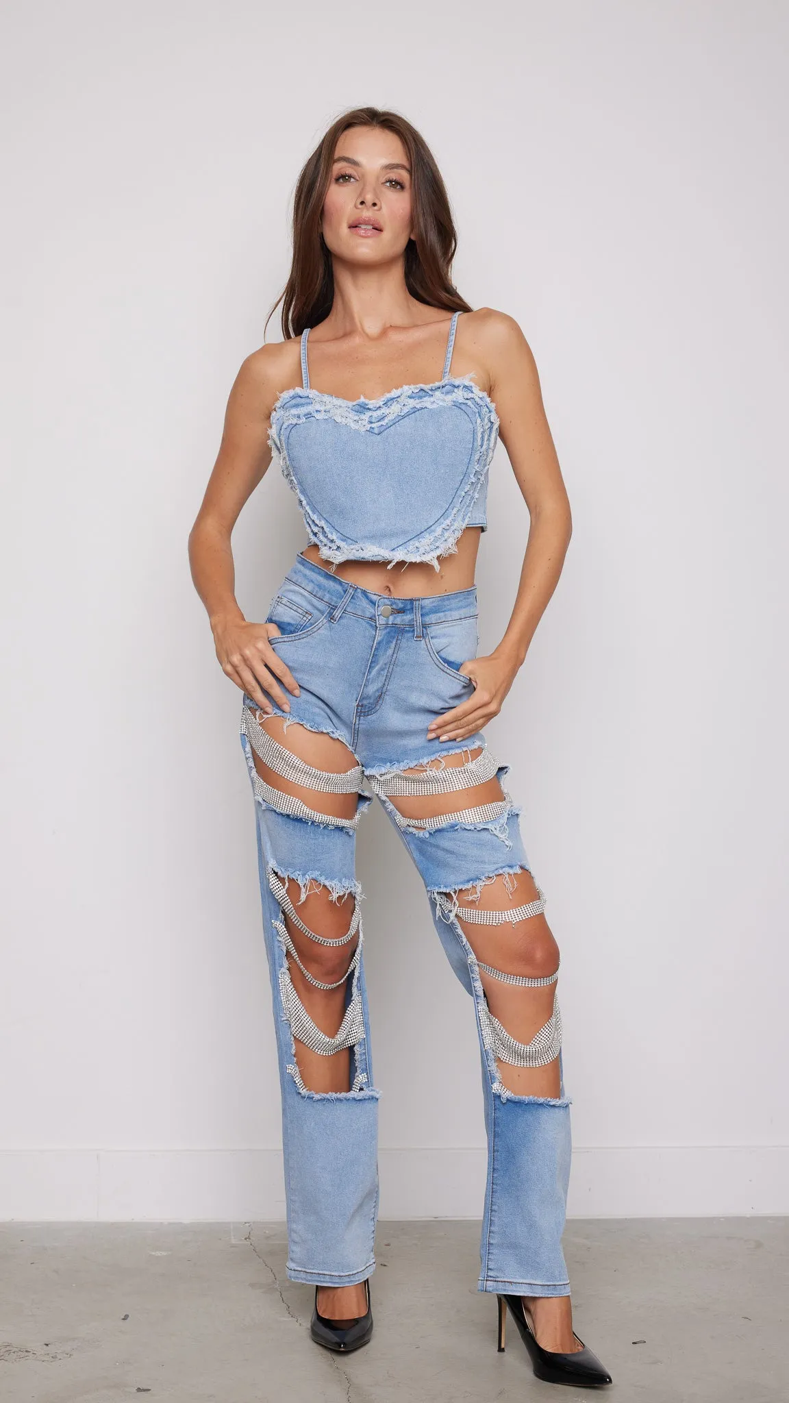 Slya Denim Top in Blue