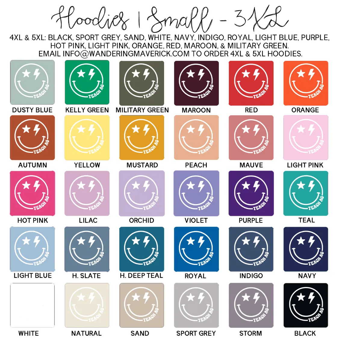 Smile Teach Ag White Ink Hoodie (S-3XL) Unisex - Multiple Colors!