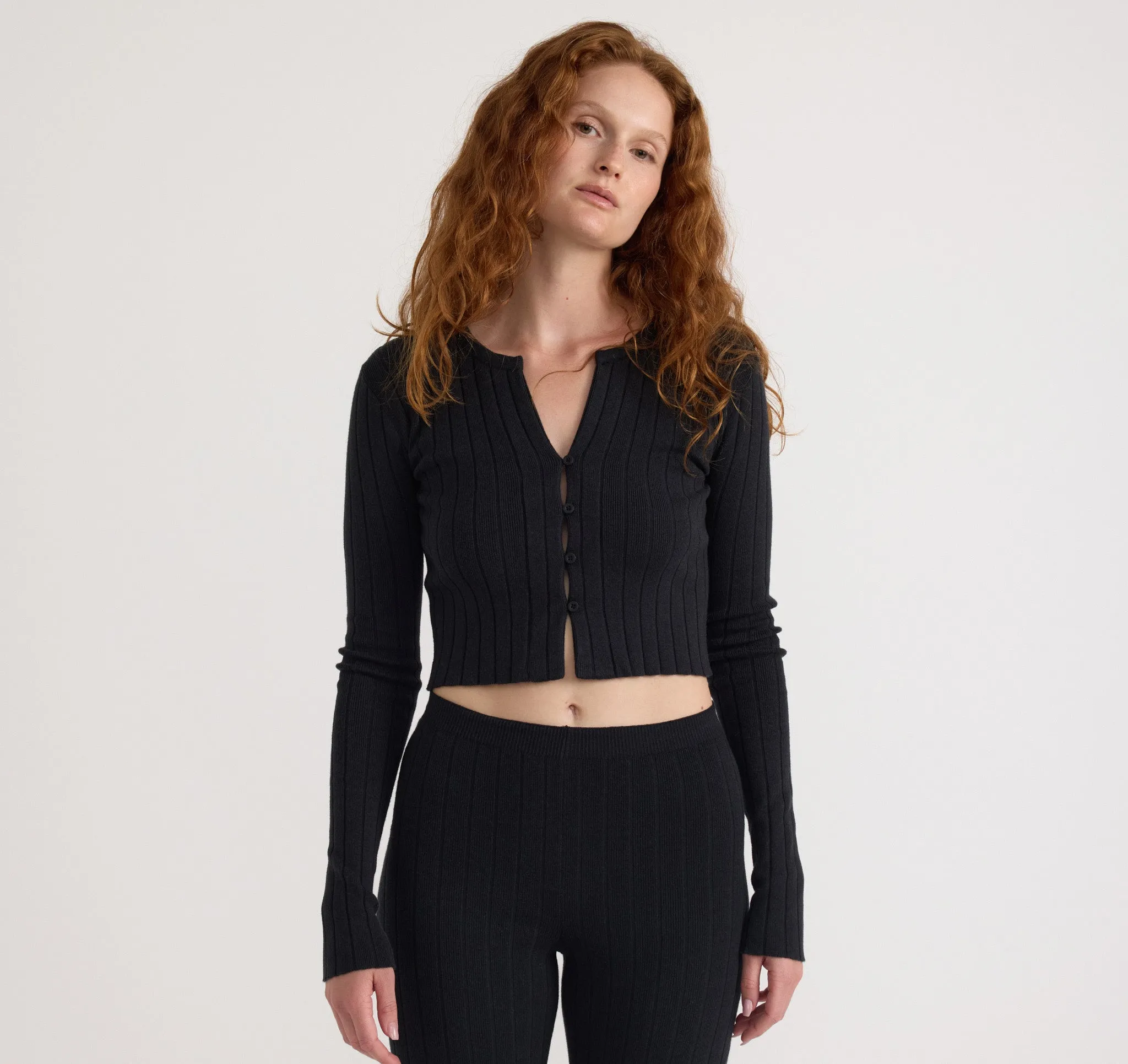 Soft Knit Rib Crop Cardigan
