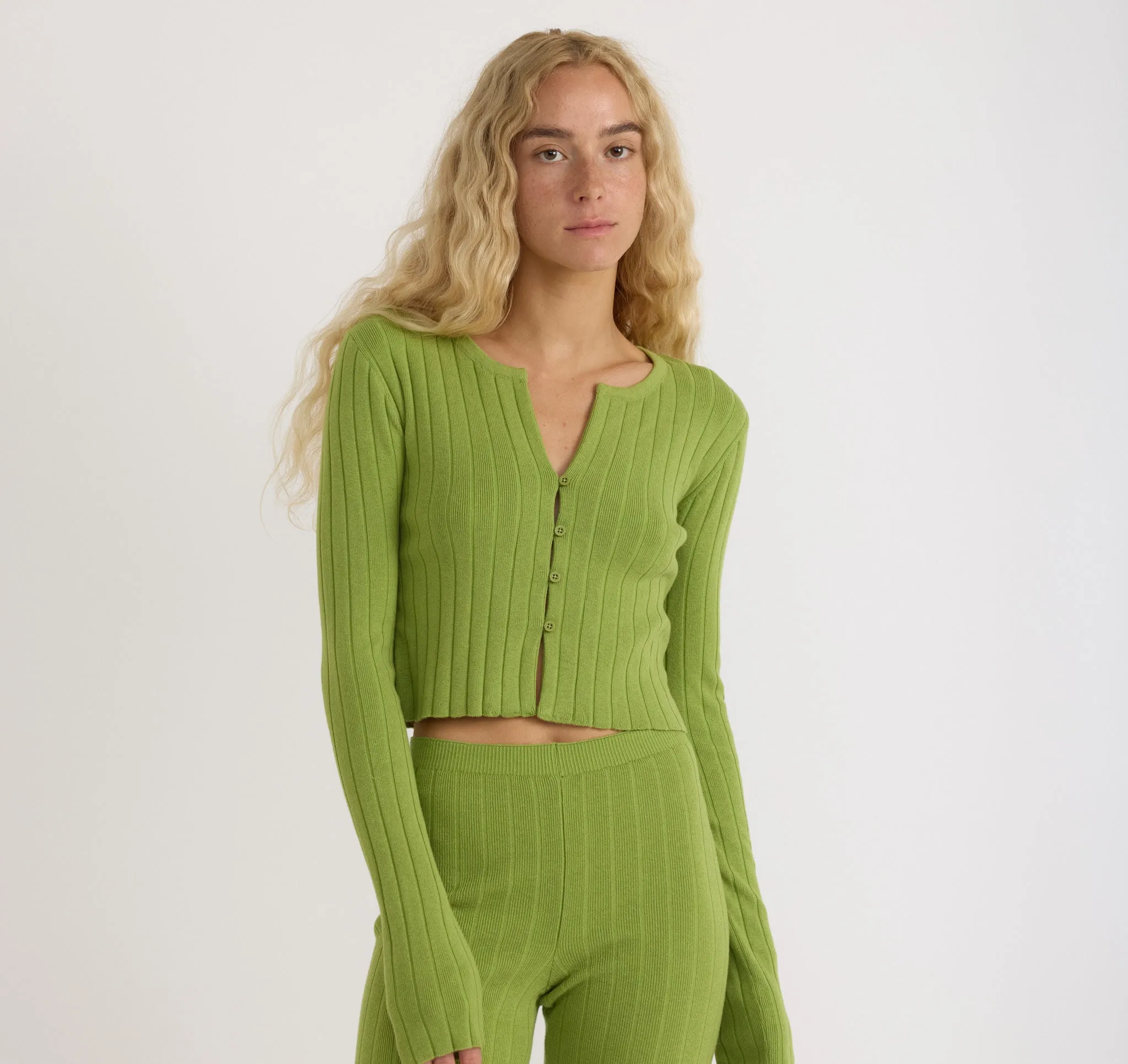 Soft Knit Rib Crop Cardigan