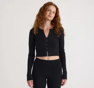 Soft Knit Rib Crop Cardigan