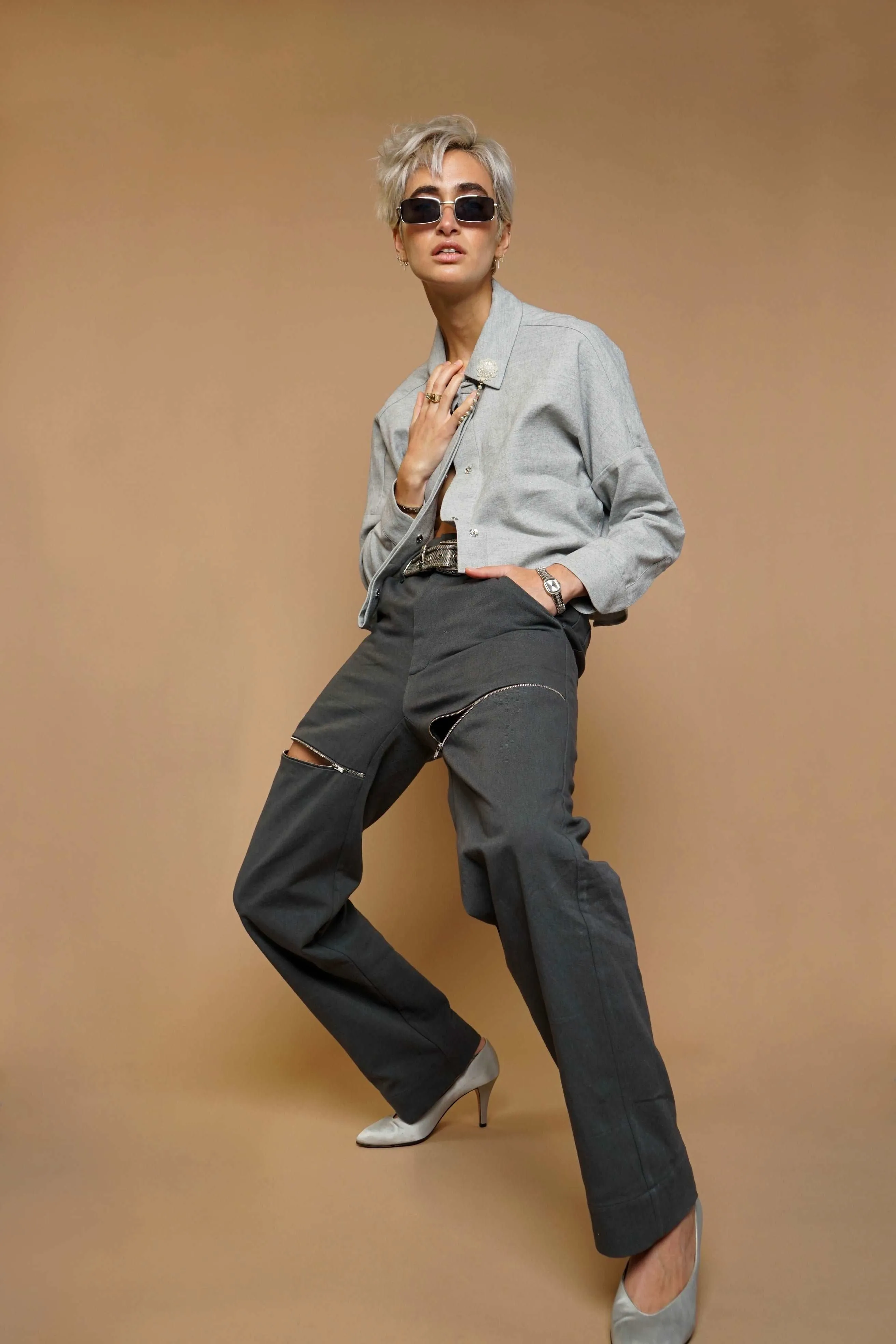 Soledad Gray Cropped Shirt