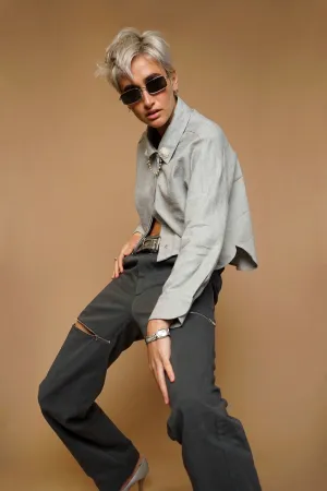 Soledad Gray Cropped Shirt