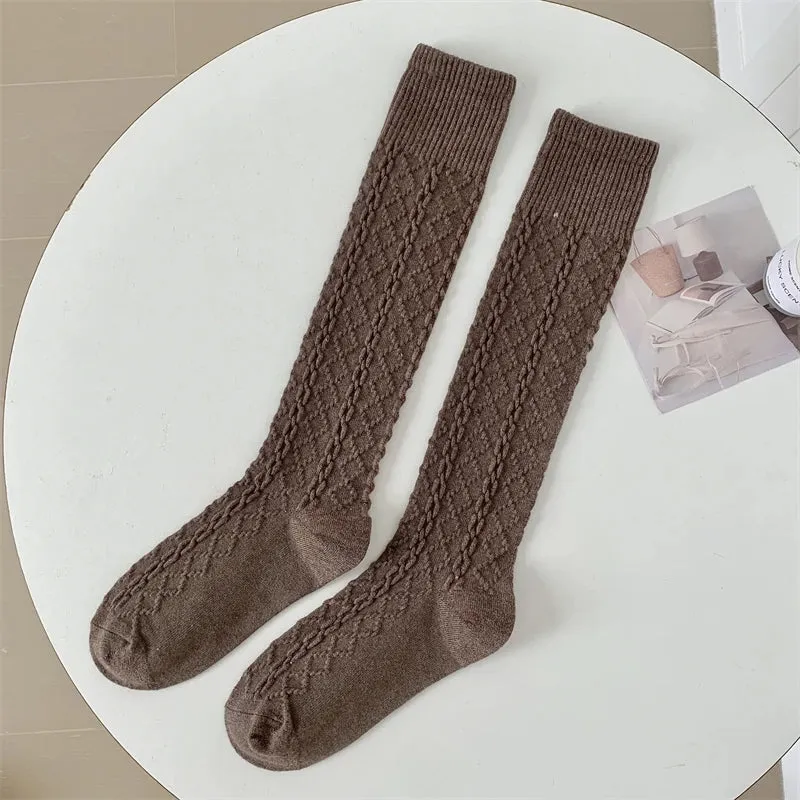 Solid Color Knee High Socks - Retro Women's Warm Casual Stockings