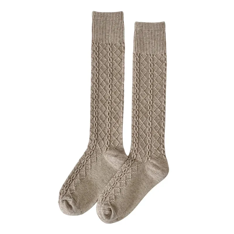 Solid Color Knee High Socks - Retro Women's Warm Casual Stockings