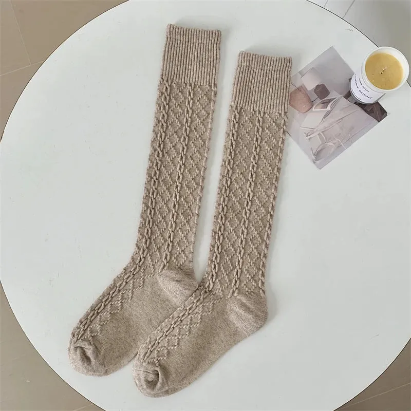 Solid Color Knee High Socks - Retro Women's Warm Casual Stockings