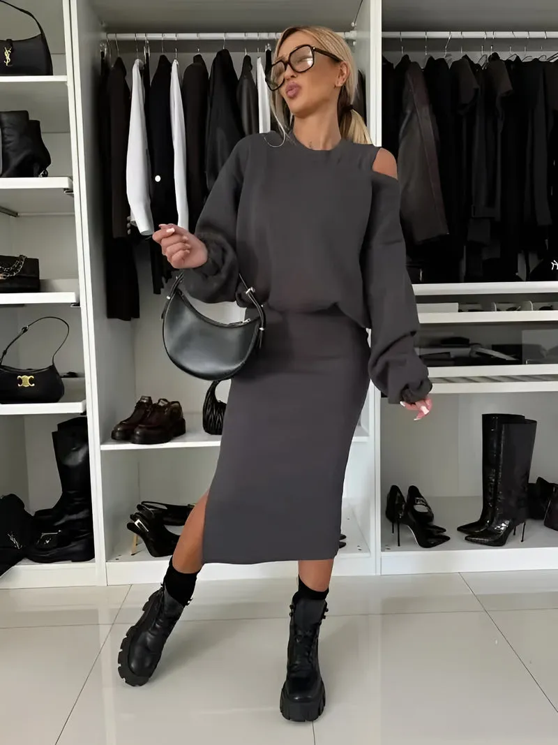 Sophie™ - Chic Two-piece Ensemble (Dress   Sweater)