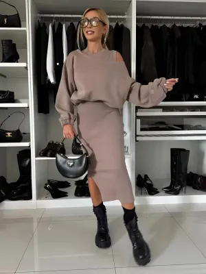 Sophie™ - Chic Two-piece Ensemble (Dress   Sweater)