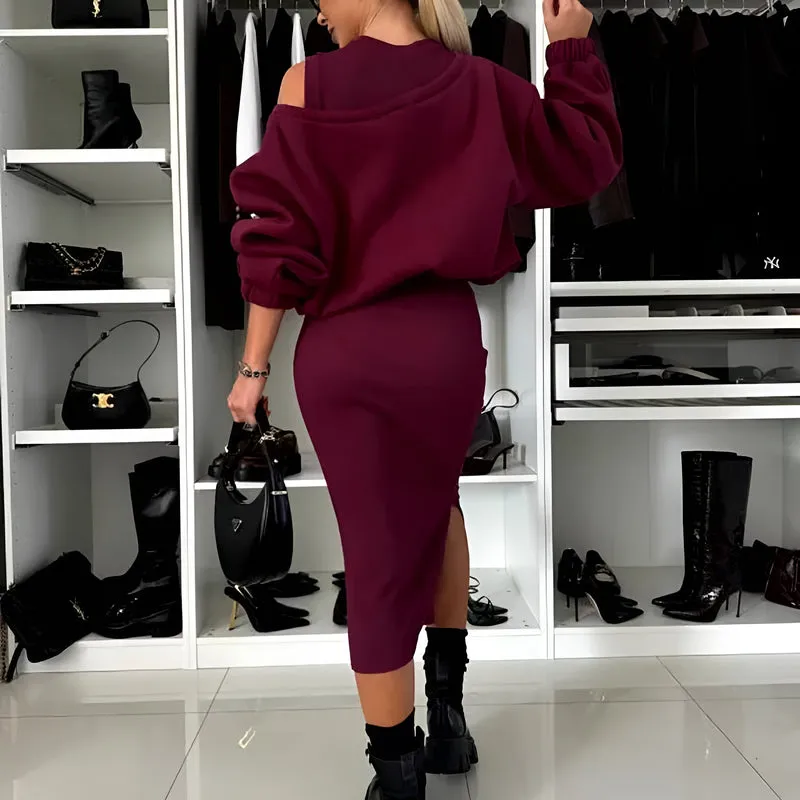 Sophie™ - Chic Two-piece Ensemble (Dress   Sweater)