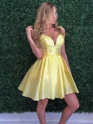 Spaghetti Strap A-line Short Homecoming Dresses, HDS0041