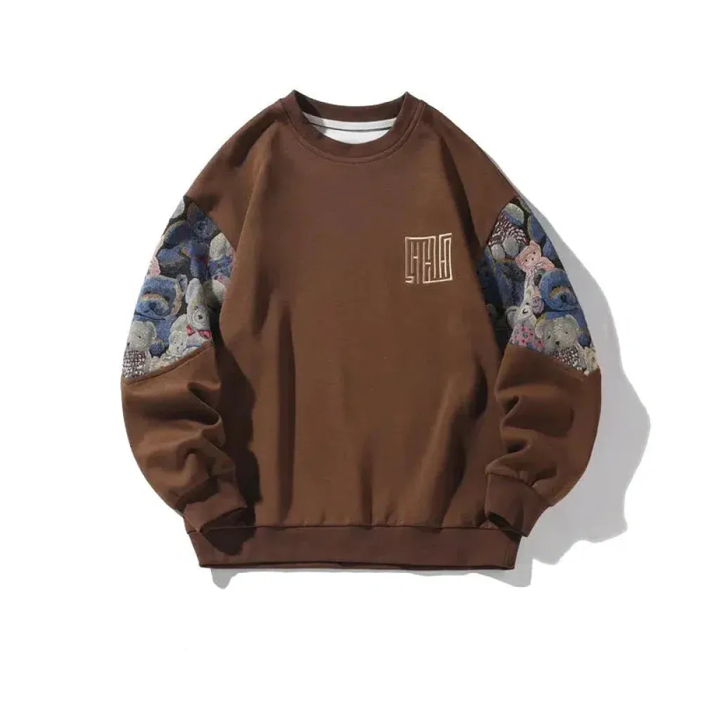 Spliced Cartoon Bear Sweatshirt