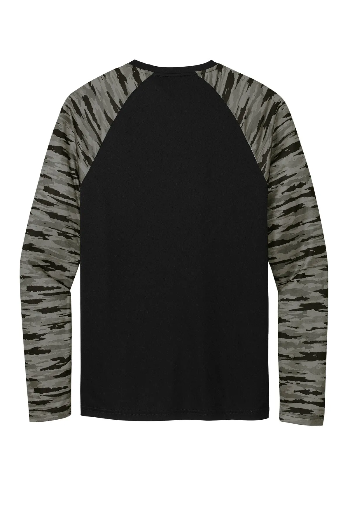 Sport-Tek Drift Camo Colorblock Long Sleeve Tee ST376LS Black