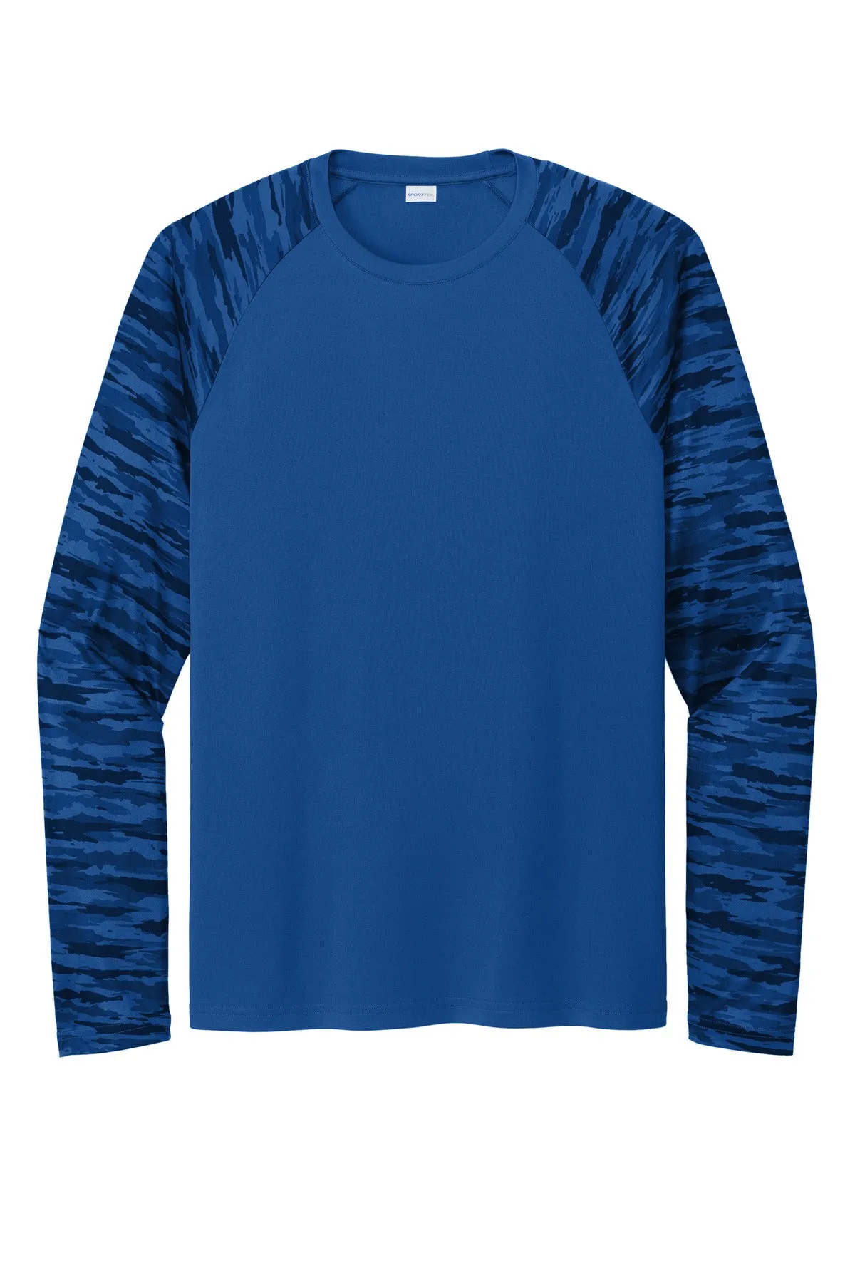 Sport-Tek Drift Camo Colorblock Long Sleeve Tee ST376LS True Royal