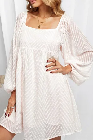 Square Neck Puff Sleeve Babydoll Dress