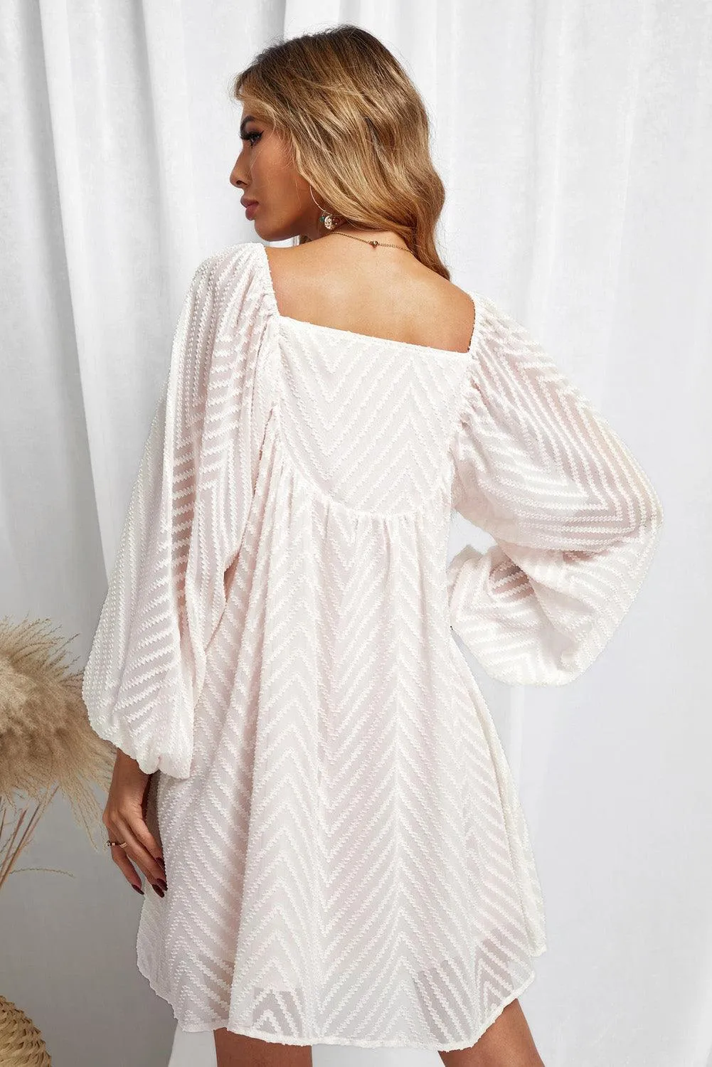 Square Neck Puff Sleeve Babydoll Dress