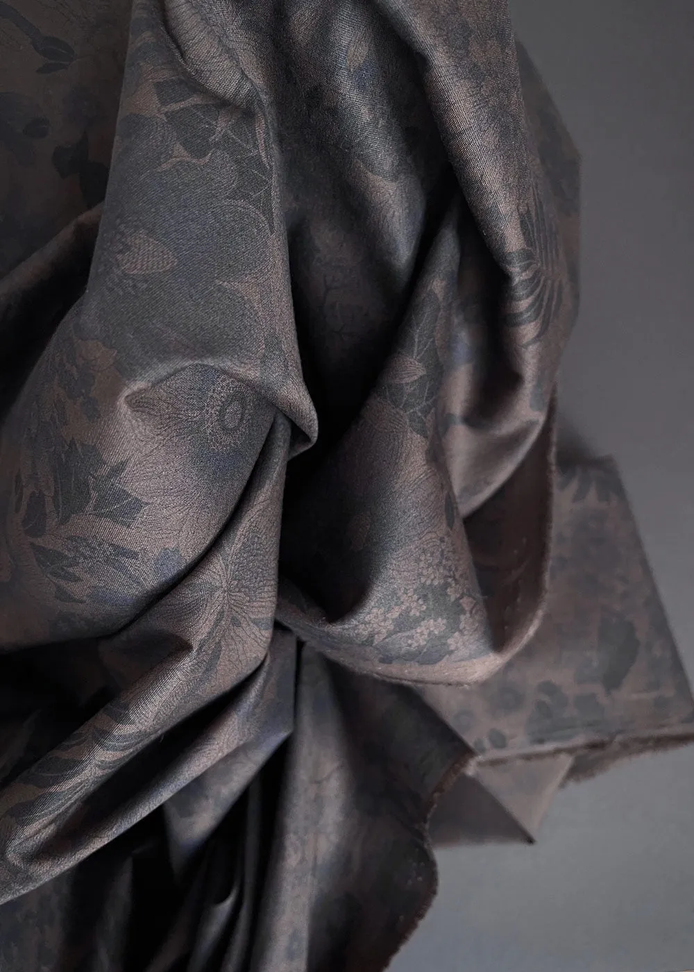 Stella Floral, Abyss.  Cotton Poplin Fabric
