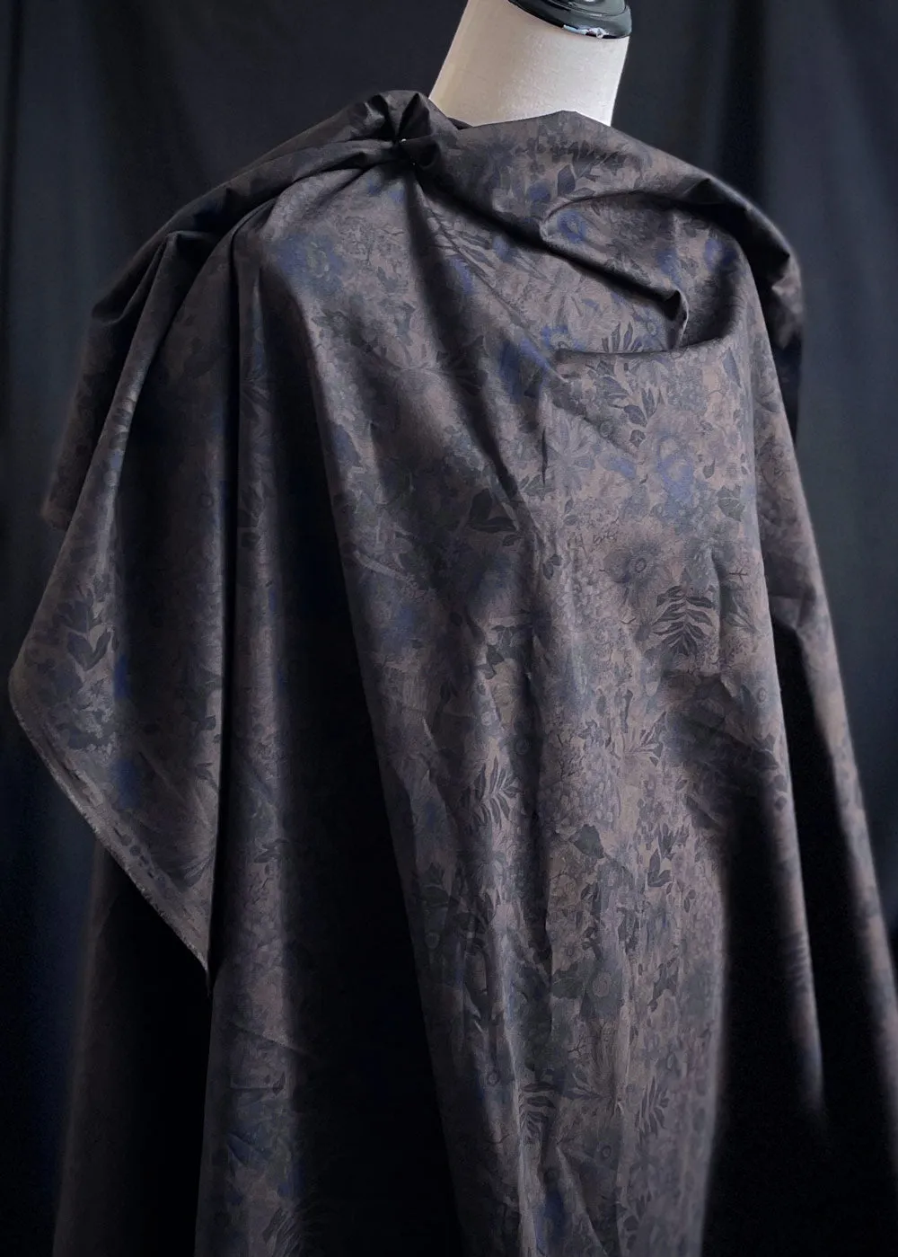 Stella Floral, Abyss.  Cotton Poplin Fabric