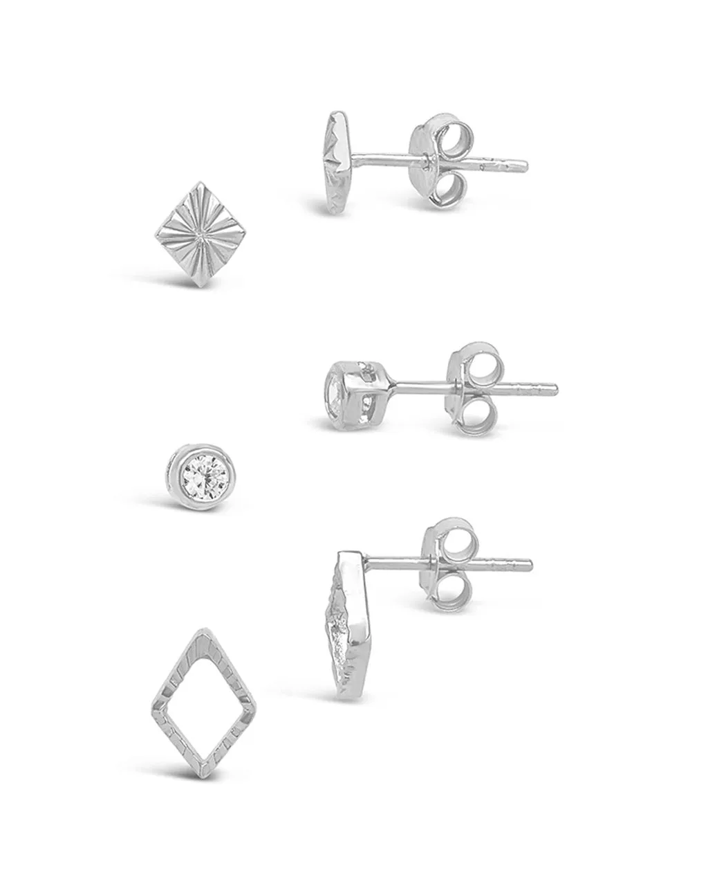 Sterling Silver Textured Earring Set