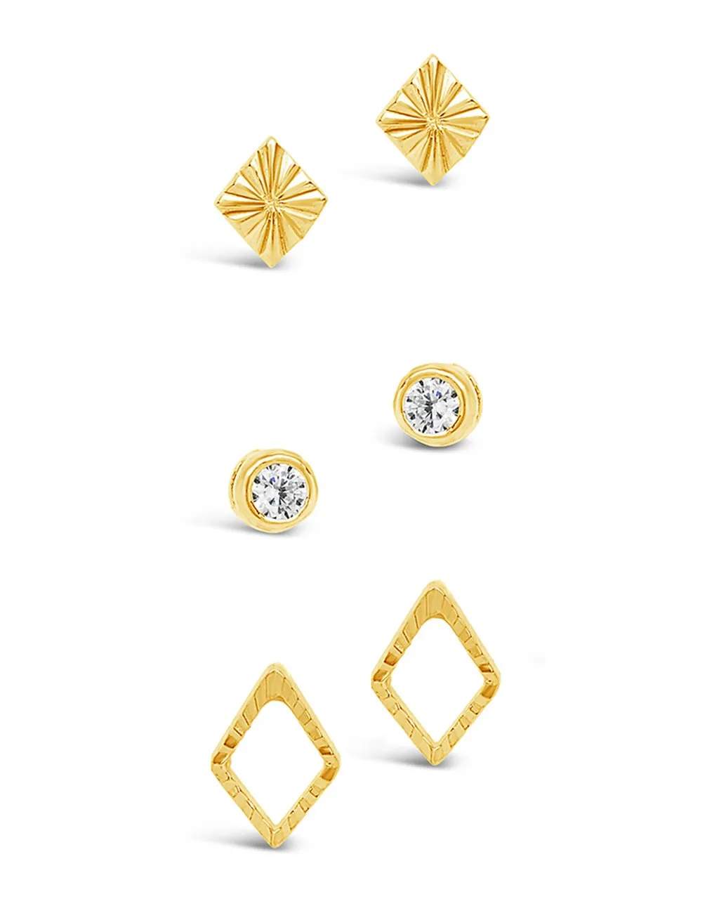 Sterling Silver Textured Earring Set