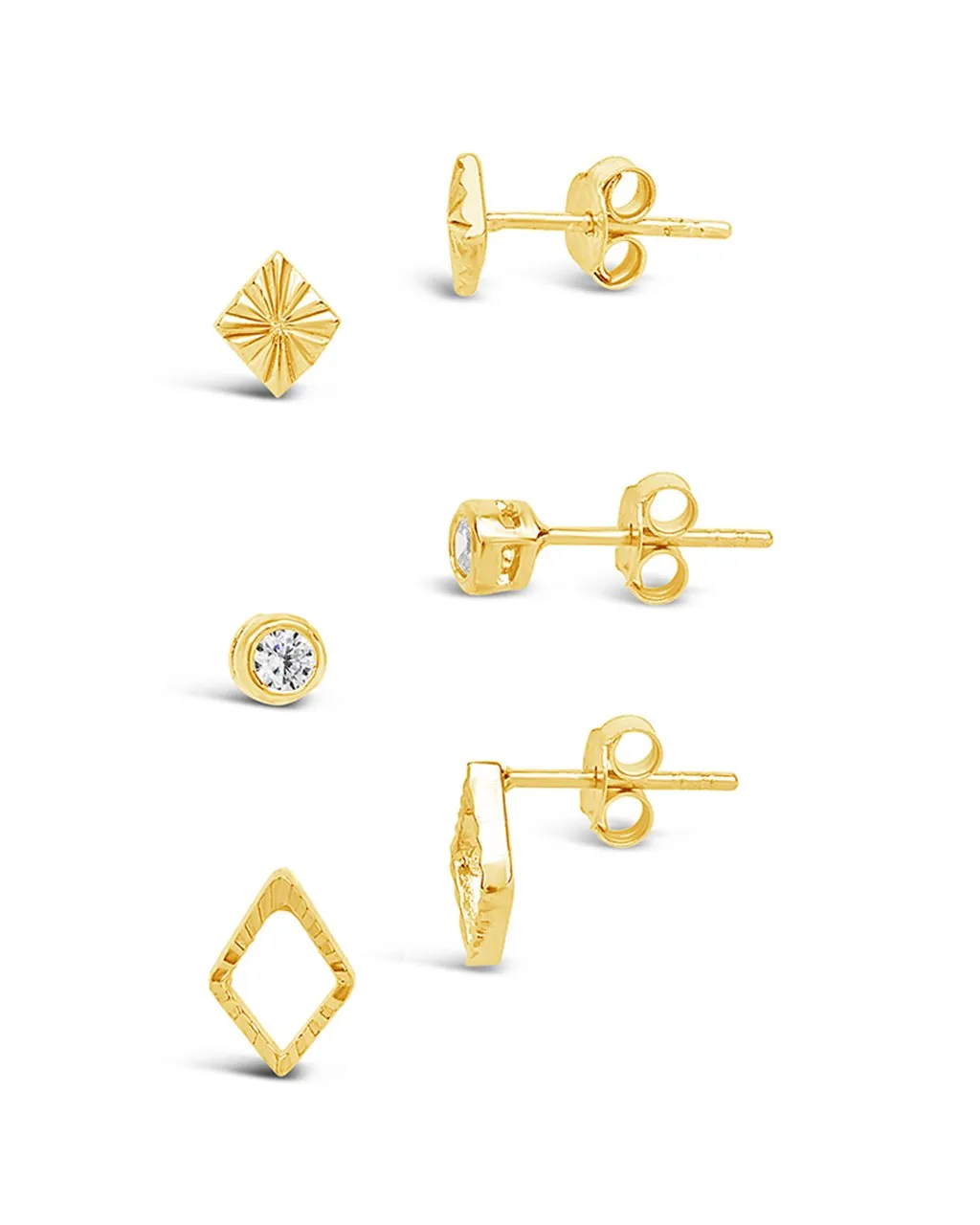 Sterling Silver Textured Earring Set