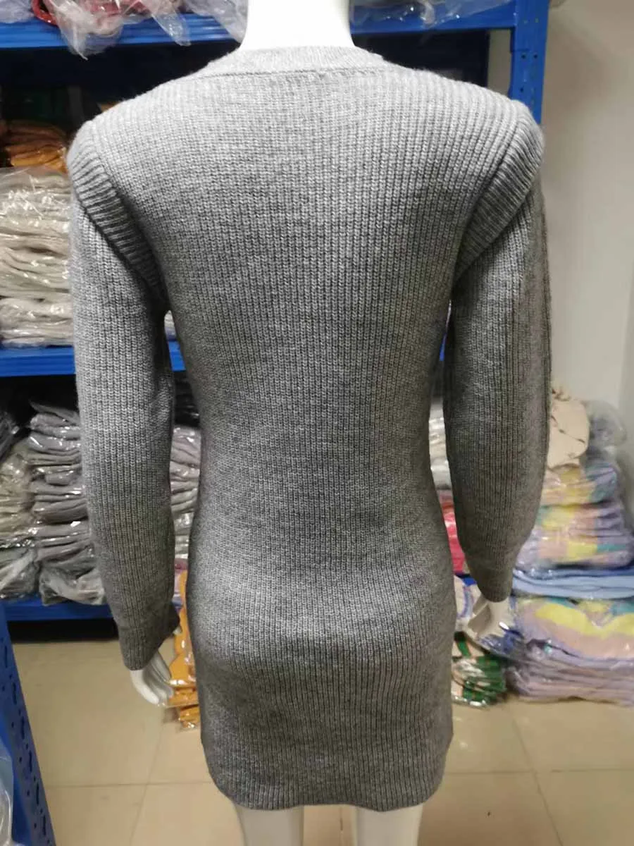 Stunncal Solid Color Round Neck Sweater Dress(6 colors)