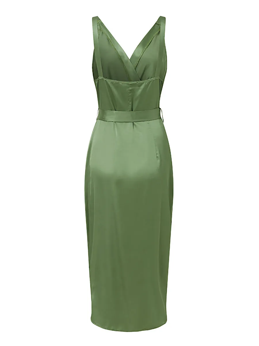 Stunncal Solid Color Straps Slim Irregular Dresses