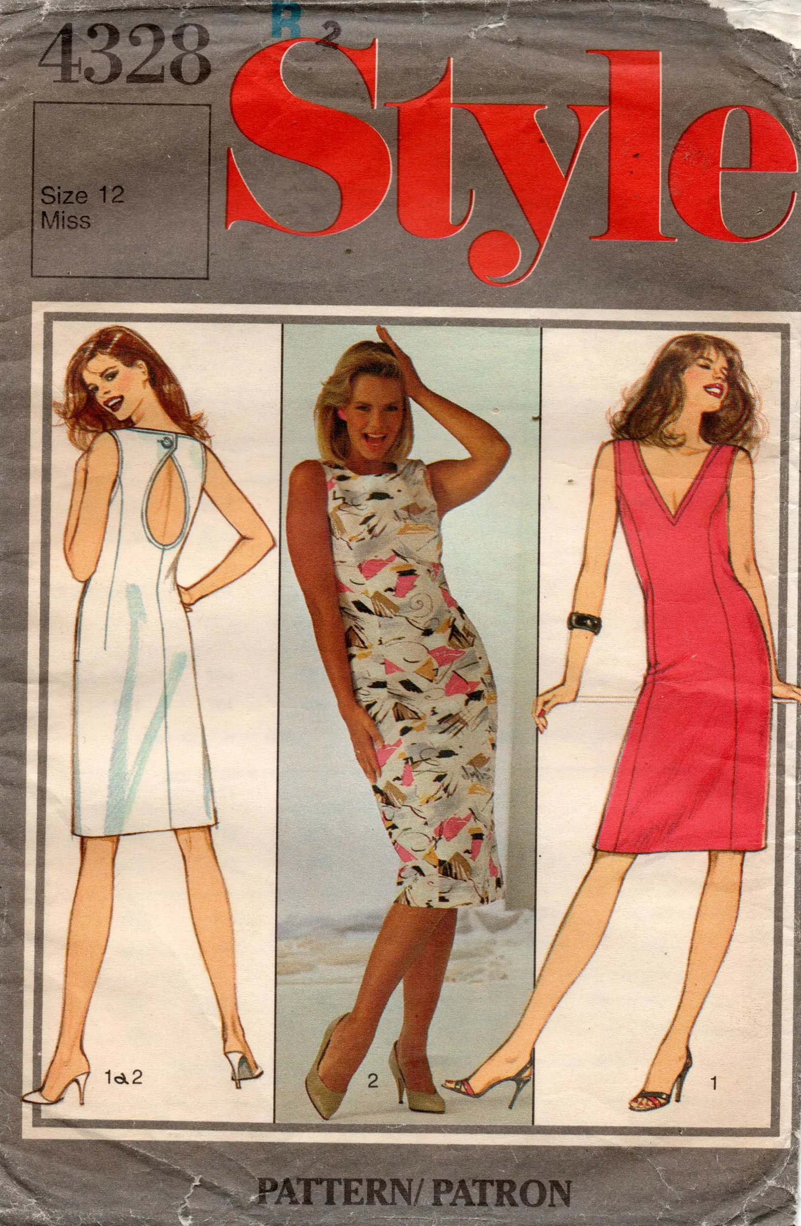 Style 4328 Womens Princess Cut Dress with Keyhole Back 1980s Vintage Sewing Pattern Size 12 Bust 34 inches